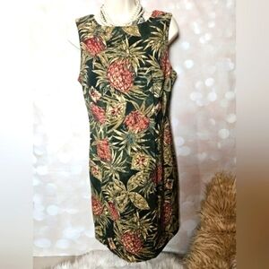 AGB Dresses | Green Tropical Sleeveless Sheath Dress